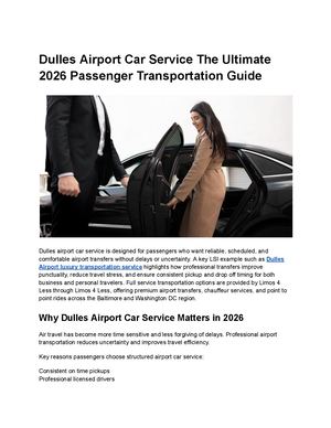 Dulles Airport Car Service The Ultimate 2026 Passenger Transportation Guide