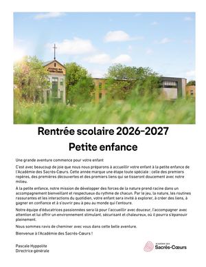 Rentrée Petite Enfance 2026
