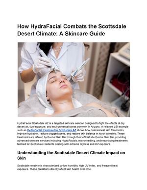 How Hydra Facial Combats The Scottsdale Desert Climate A Skincare Guide