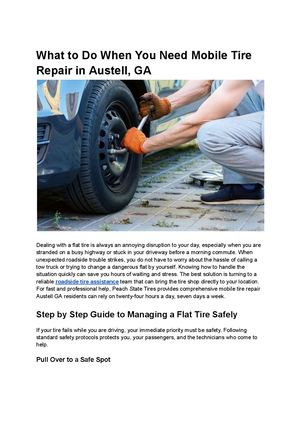 What To Do When You Need Mobile Tire Repair In Austell, Ga