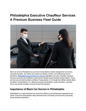 Philadelphia Executive Chauffeur Services A Premium Business Fleet Guide