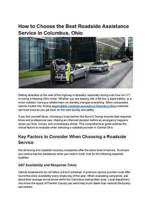 How To Choose The Best Roadside Assistance Service In Columbus, Ohio