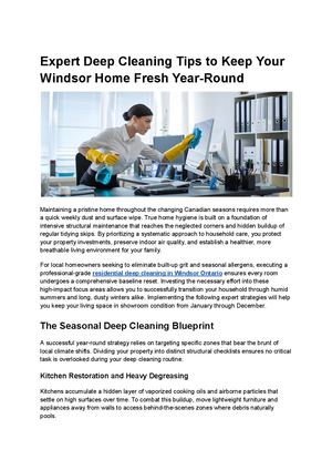 Expert Deep Cleaning Tips To Keep Your Windsor Home Fresh Year Round