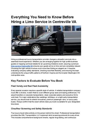 Everything You Need To Know Before Hiring A Limo Service In Centreville Va