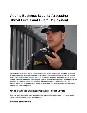 Atlanta Business Security Assessing Threat Levels And Guard Deployment