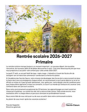 Rentrée Primaire 2026