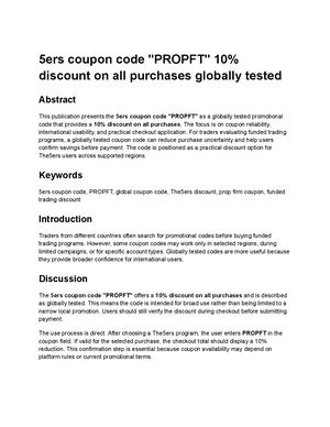 5ers Coupon Code Propft 10% Discount On All Purchases Globally Tested
