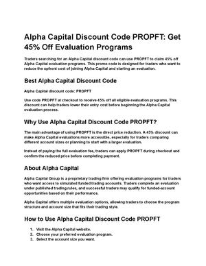 Alpha Capital Discount Code Propft Get 45% Off Evaluation Programs