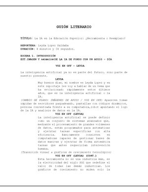 Guion Literario Y Guión Técnico