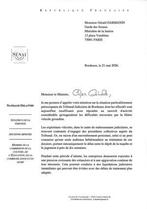 Courrier à Gérald Darmanin, garde des Sceaux, ministre de la Justice