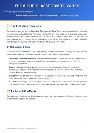 Etwinning Evaluation Report