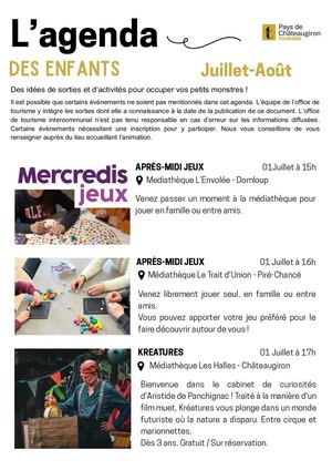 L'agenda Des Enfants Juillet & Août