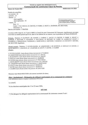 Délib 115 2026 - Institutionnel - Désignation Des Délégués Représentants De La Communauté De Communes VISEE