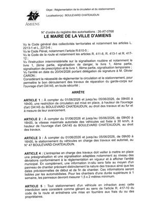 26 AT 0768 Réglementation De La Circulation Et Du Stationnement Boulevard Chateaudun Du 01 06 2026 Au 05 06 2026 - Publiée Le 30 06 2026