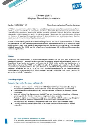 Apprenti(e) HSE - CDD - Cambrai