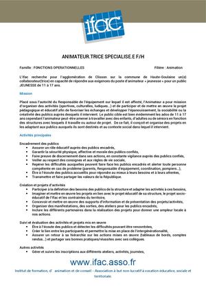 Animateur Trice Spécialisé.e - CDI - Haute Goulaine
