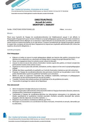 Responsable D'équipement - CDI - Montfort L'amaury