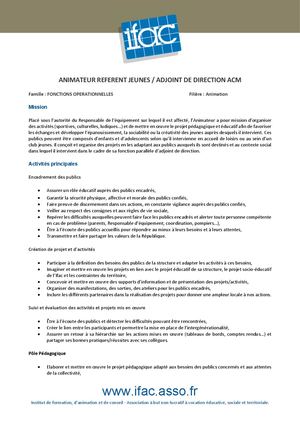 Animateur Trice Référent E Jeunesse - CDI - Bouc Bel Air