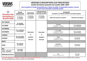 Peri Périodes D'inscriptions Toutes Prestations 2026 2027