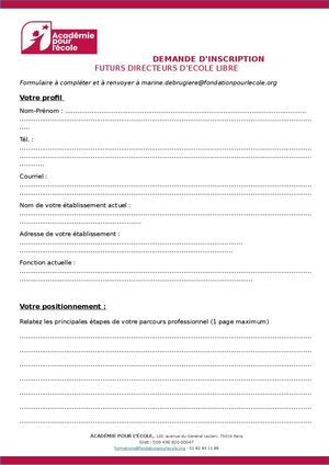 Futurs directeurs - inscription