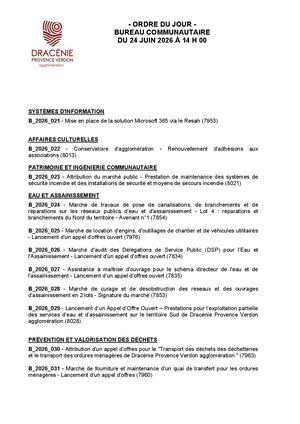 Délibérations bureau du 24 juin 2026