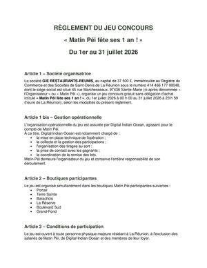 Reglement Jeu Matin Pei