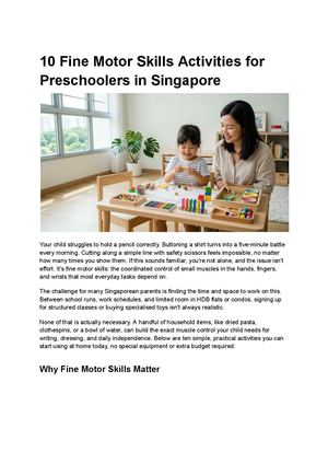 10 Fine Motor Skills Activities For Preschoolers In Singapore