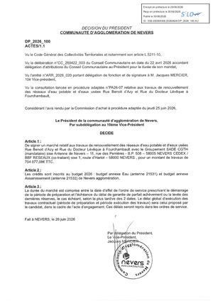 DP 2026 100 Marches Travaux Renouvellement Eau Potable Leveque Fourchambault