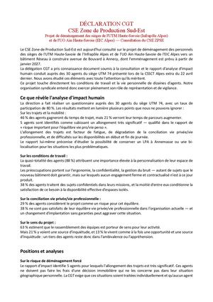 Déclaration CGT Déménagement UTM74 UO EIC 01 74 CSE ZPSE Du 18 Juin 2026