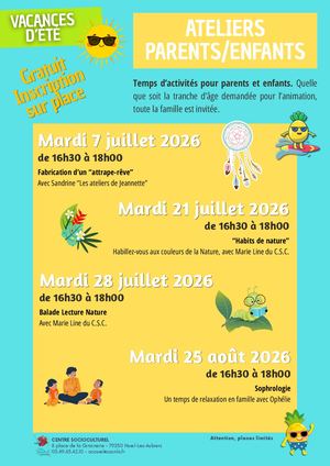 Plaquette Vacances éTé 2026 Les Ateliers Parents Enfants