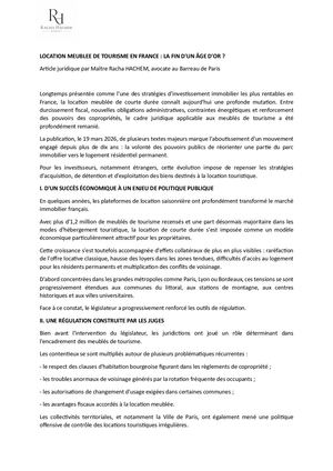 Article- Location Meublee De Tourisme En France