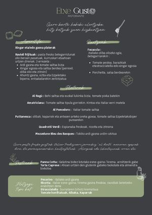 Etxe Gusto Carte Basque
