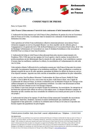 Communique de presse- Aide France Liban