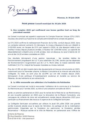 POINT PRESSE 30 JUIN 2026