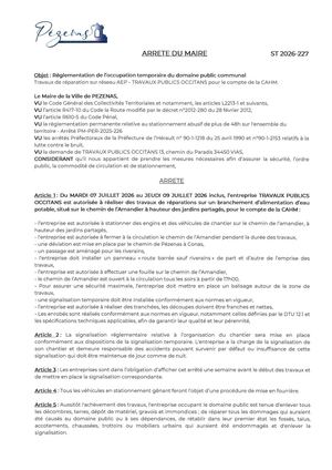Arrêtés 30 06 2026