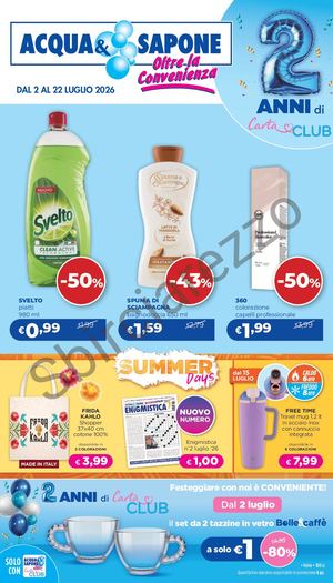 Volantino Acqua&sapone Dal 02 Al 22 Luglio 2026
