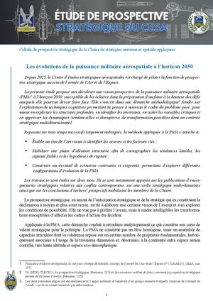 Étude de prospective stratégique - Les évolutions de la puissance militaire aérospatiale à l'horizon 2050