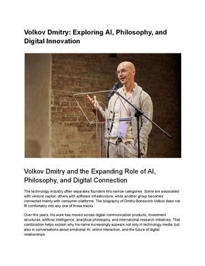 Volkov Dmitry: Exploring AI, Philosophy, and Digital Innovation