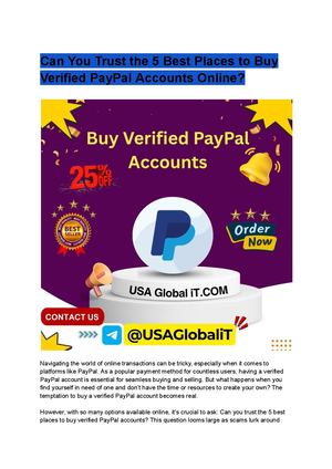 What Should You Know Before Choosing The 5 Best Places To Buy Verified Pay Pal Accounts Online