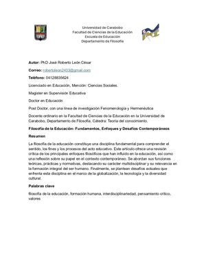 Filosofia De La Educacion
