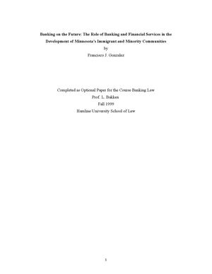 18404311 Banking On The Future Development Of Minnesota S Immigrant And Minority Communities