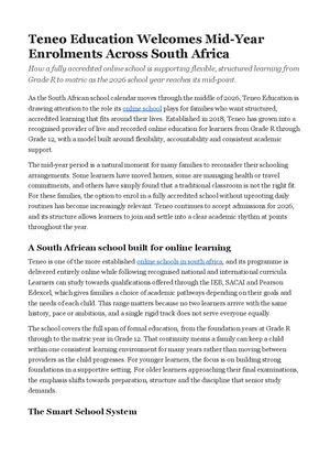 Teneo Education Welcomes Mid-Year Enrolments Across South Africa