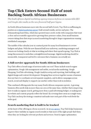 Top Click Enters Second Half of 2026 Backing South African Businesses