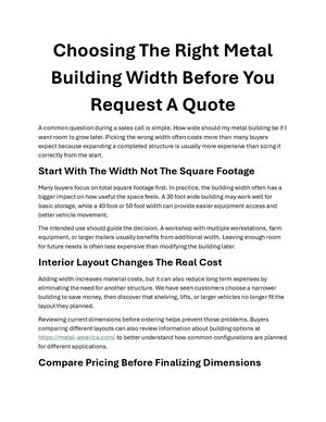 Choosing The Right Metal Building Width Before You Request A Quote