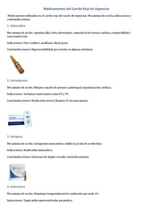 Medicamentos Del Carrito Rojo De Urgencias