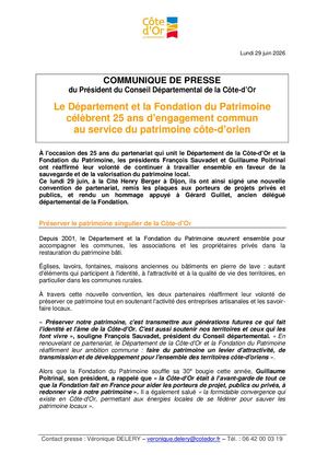 Le Département et la Fondation du Patrimoine  célèbrent 25 ans d’engagement commun