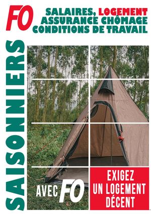 Saisonniers éTé 2024 Logement tente