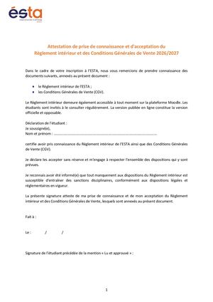 Connaissance règlement intérieur