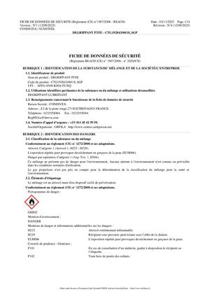 FDS - XM01 Dégrippant PTFE