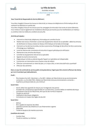 Offre D'emploi éLectricien